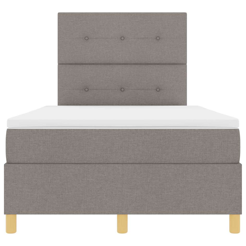 Led Box Säng Med Madrass Med Huvudgavel Taupe 120 X 200 Cm Tyg