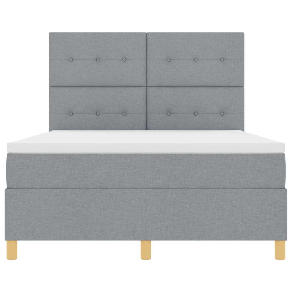 Led Box Säng Med Huvudgavel Ljusgrå 140 X 190 Cm Tyg