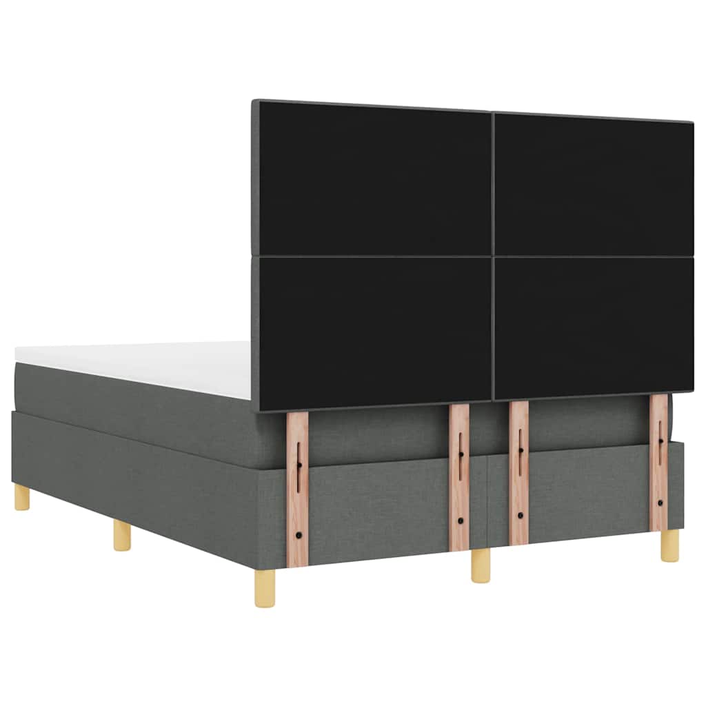 Led Box Säng Med Madrass Mörkgrå 140 X 190 Cm Tyg