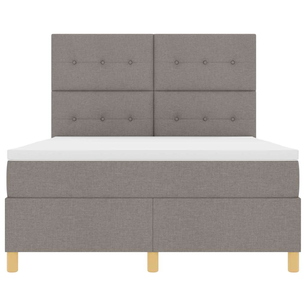 Led Box Säng Med Madrass Med Huvudgavel Taupe 140 X 190 Cm Tyg