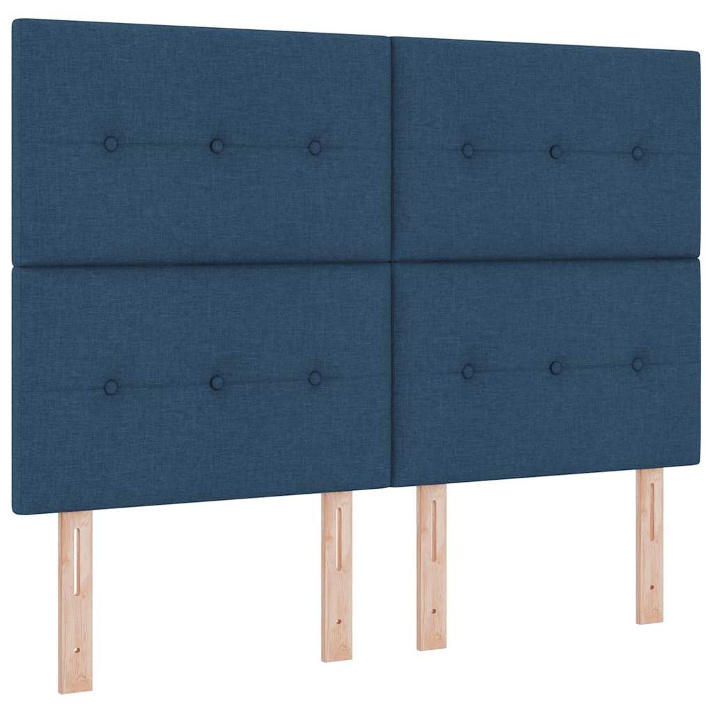 Led Box Säng Med Huvudgavel Blå 140 X 190 Cm Tyg