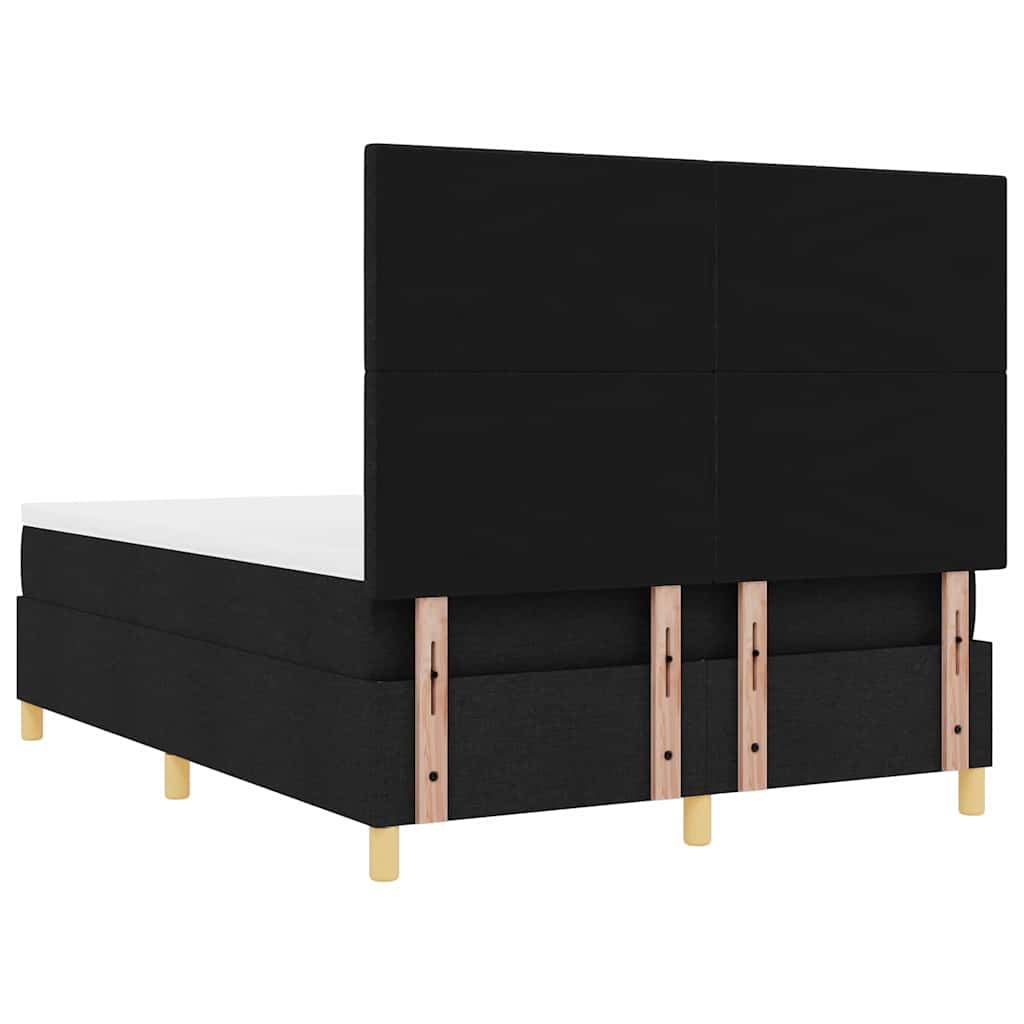 Led Box Säng Med Madrass Med Huvudgavel Svart 160 X 200 Cm Tyg