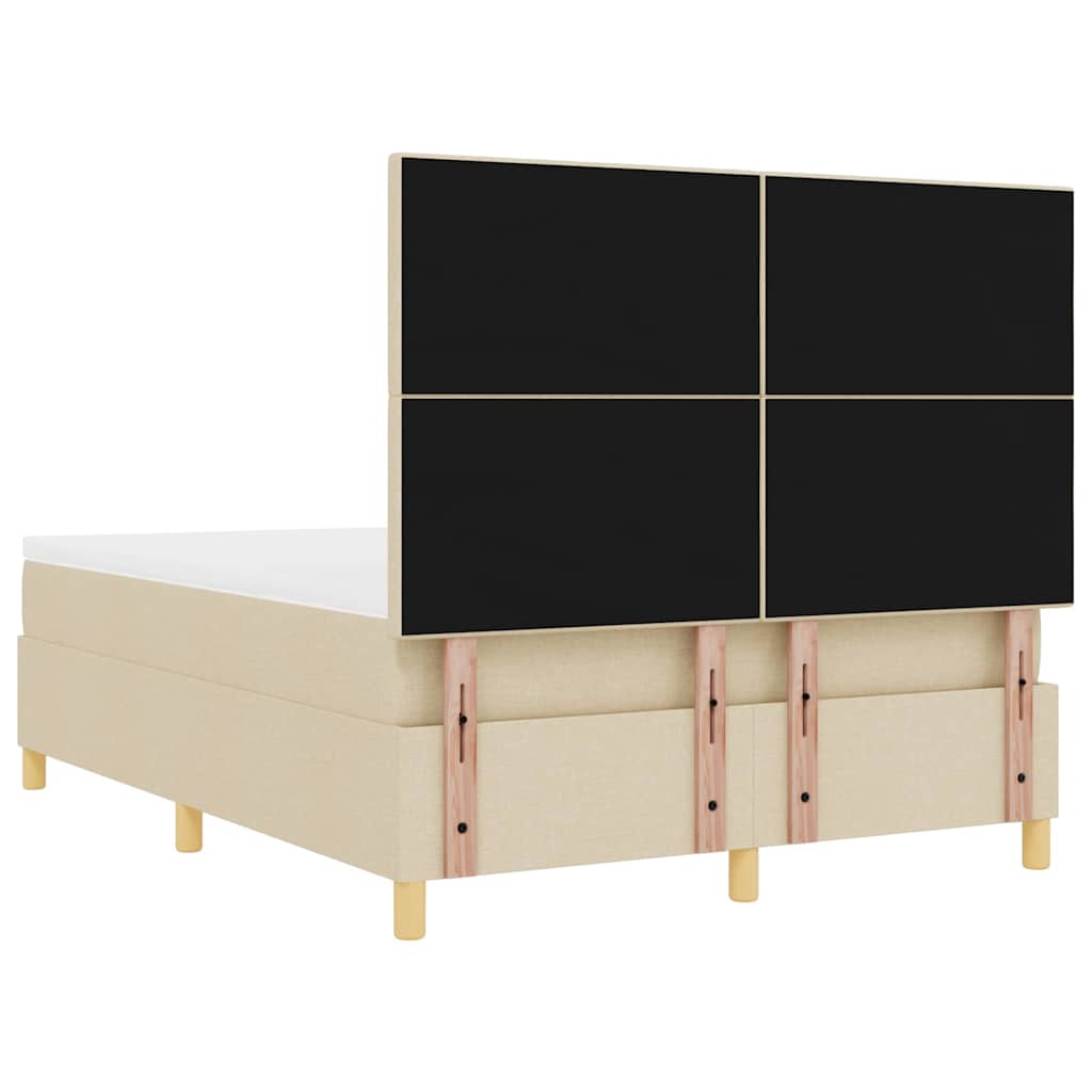 Led Box Säng Med Madrass Med Huvudgavel Kräm 160 X 200 Cm Tyg