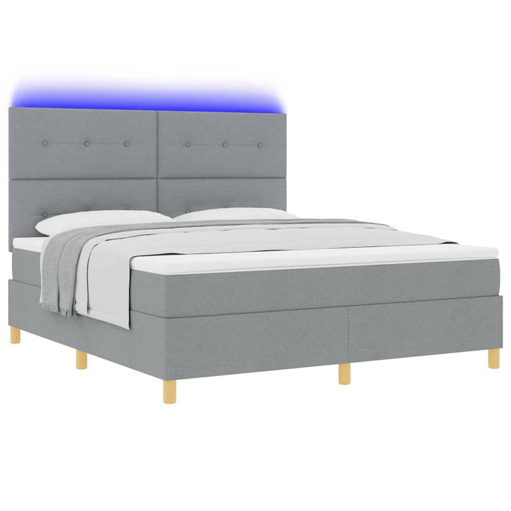 Led Box Säng Med Madrass Ljusgrå 180 X 200 Cm Tyg