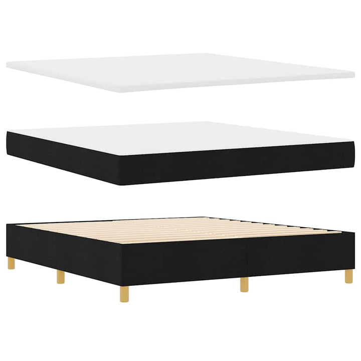 Led Box Säng Med Huvudgavel Svart 180 X 200 Cm Tyg