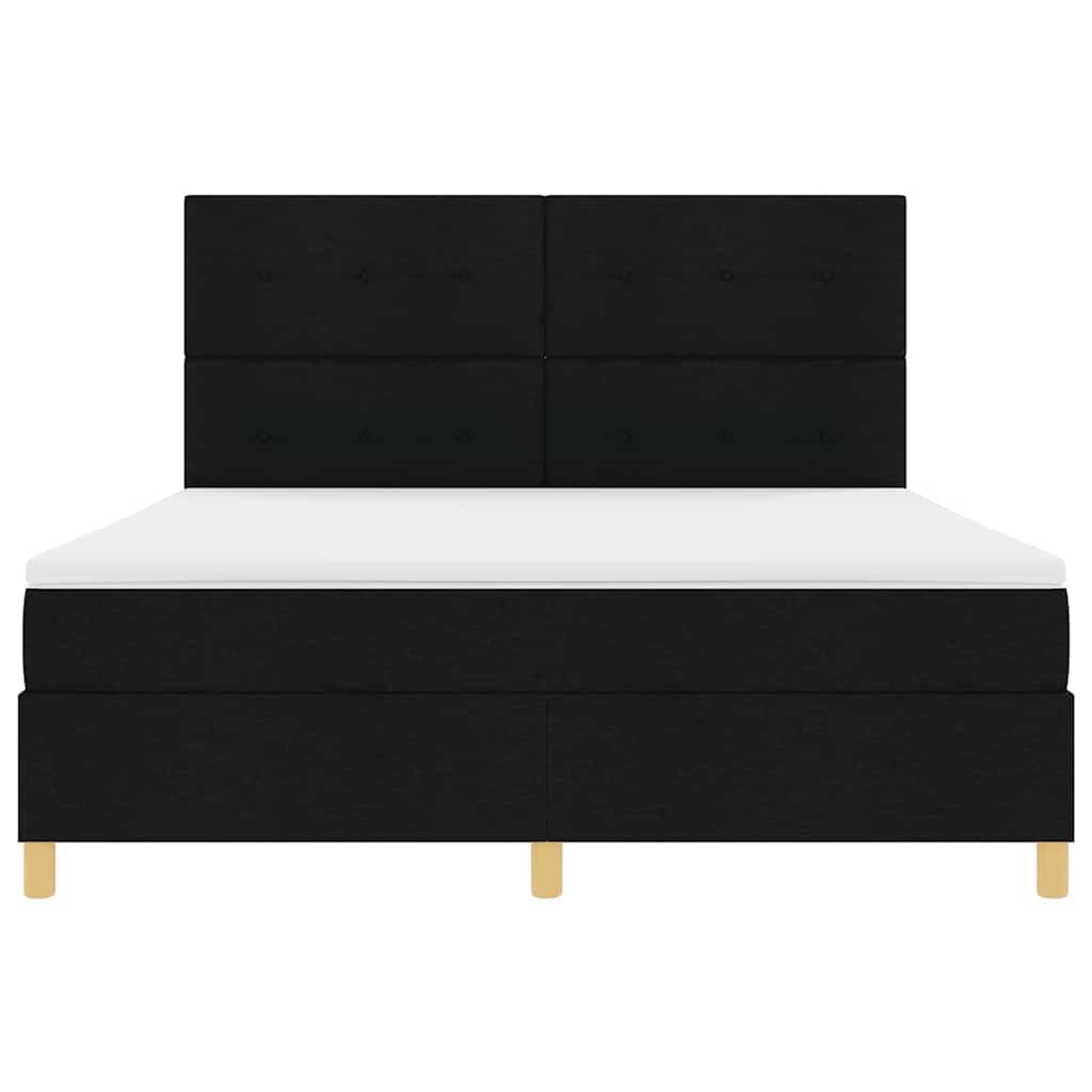 Led Box Säng Med Madrass Med Huvudgavel Svart 180 X 200 Cm Tyg