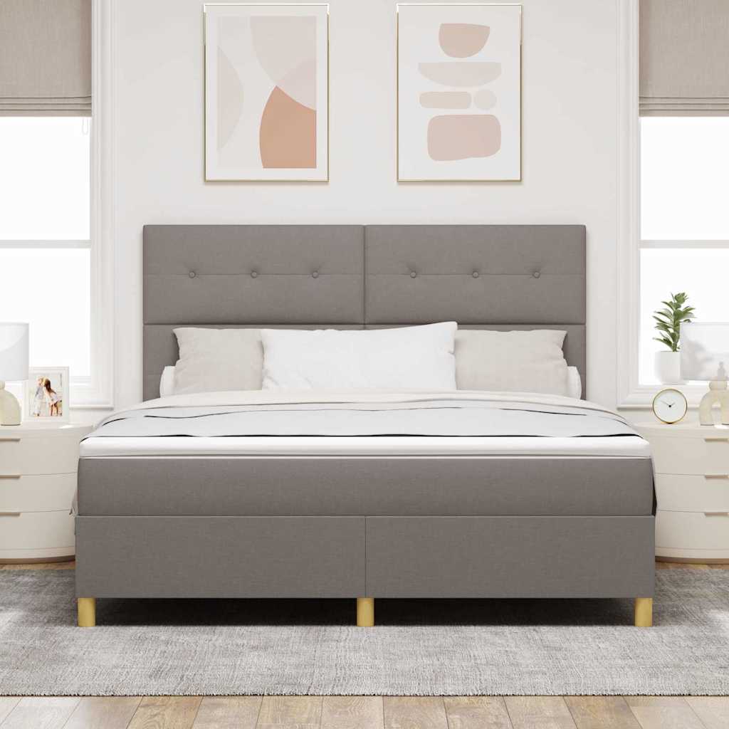 Led Box Säng Med Huvudgavel Taupe 180 X 200 Cm Tyg