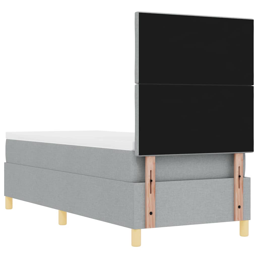 Led Box Säng Med Madrass Med Huvudgavel Ljusgrå 80 X 200 Cm Tyg