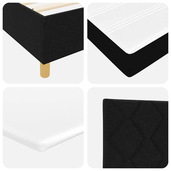 Led Box Säng Med Huvudgavel Svart 100 X 200 Cm Tyg