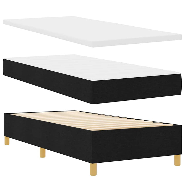 Led Box Säng Med Huvudgavel Svart 100 X 200 Cm Tyg