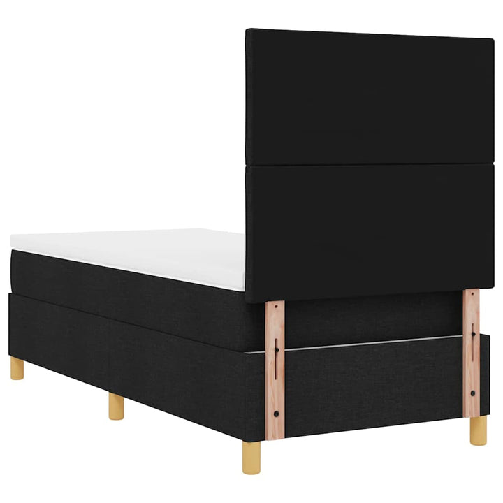 Led Box Säng Med Huvudgavel Svart 100 X 200 Cm Tyg