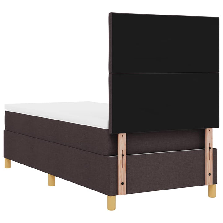 Led Box Säng Med Huvudgavel Mörkbrun 100 X 200 Cm Tyg