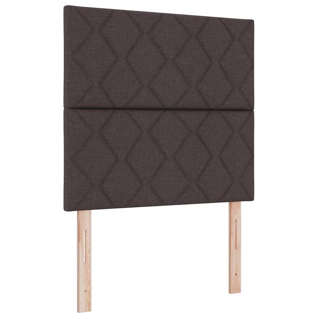 Led Box Säng Med Huvudgavel Mörkbrun 120 X 190 Cm Tyg