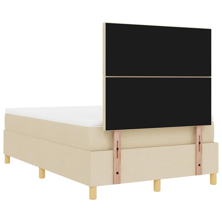 Led Box Säng Med Madrass Med Huvudgavel Kräm 120 X 190 Cm Tyg