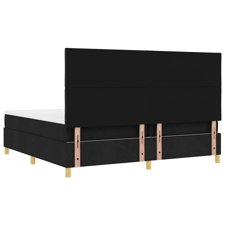 Led Box Säng Med Huvudgavel Svart 200 X 200 Cm Tyg