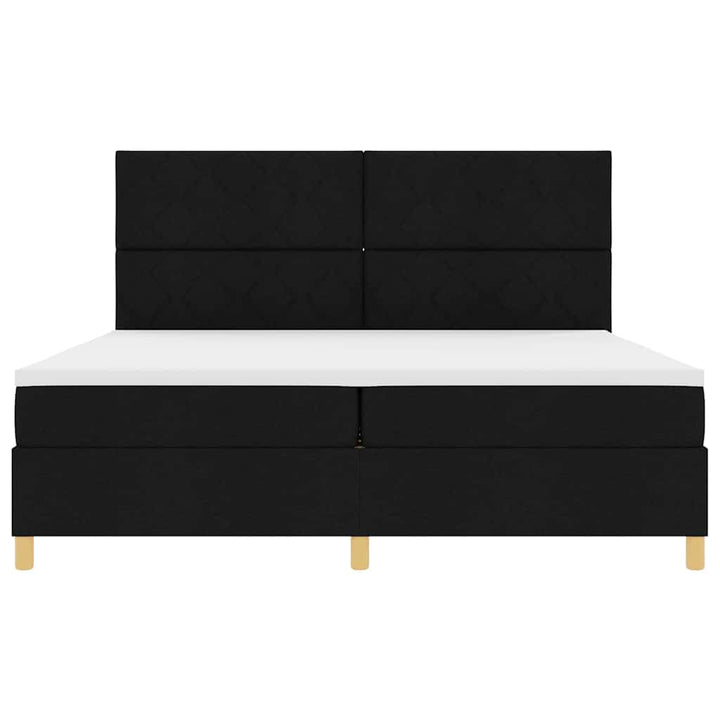 Led Box Säng Med Huvudgavel Svart 200 X 200 Cm Tyg