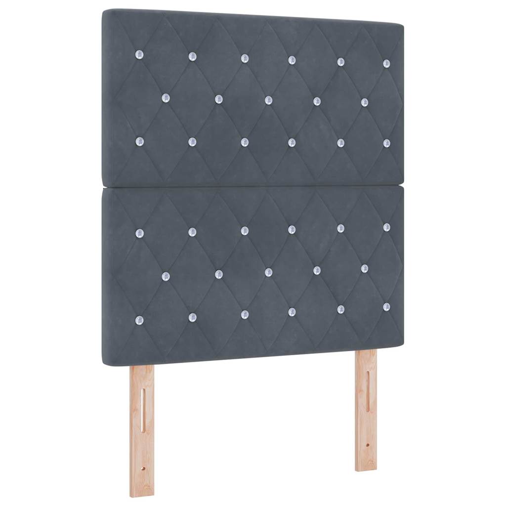 Led Box Säng Med Madrass Med Huvudgavel Mörkgrå 80 X 200 Cm Tyg