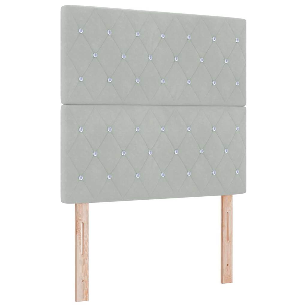 Led Box Säng Med Madrass Ljusgrå 120 X 200 Cm Sammet