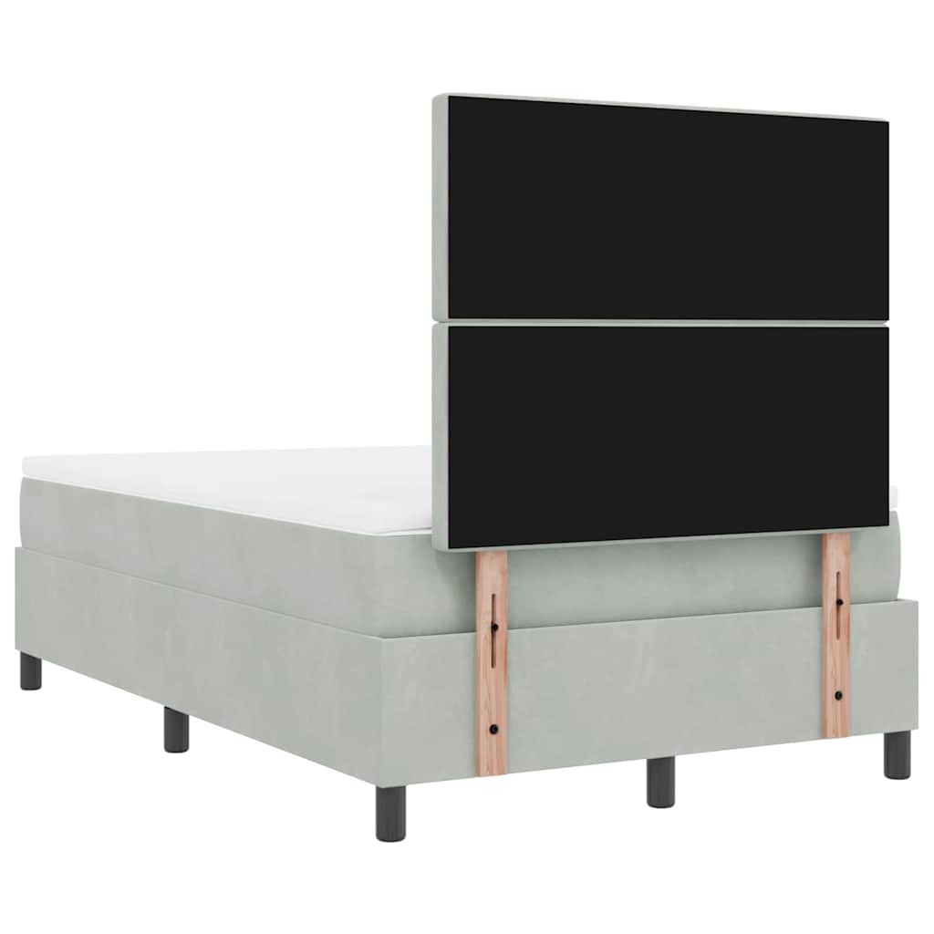 Led Box Säng Med Madrass Ljusgrå 120 X 200 Cm Sammet