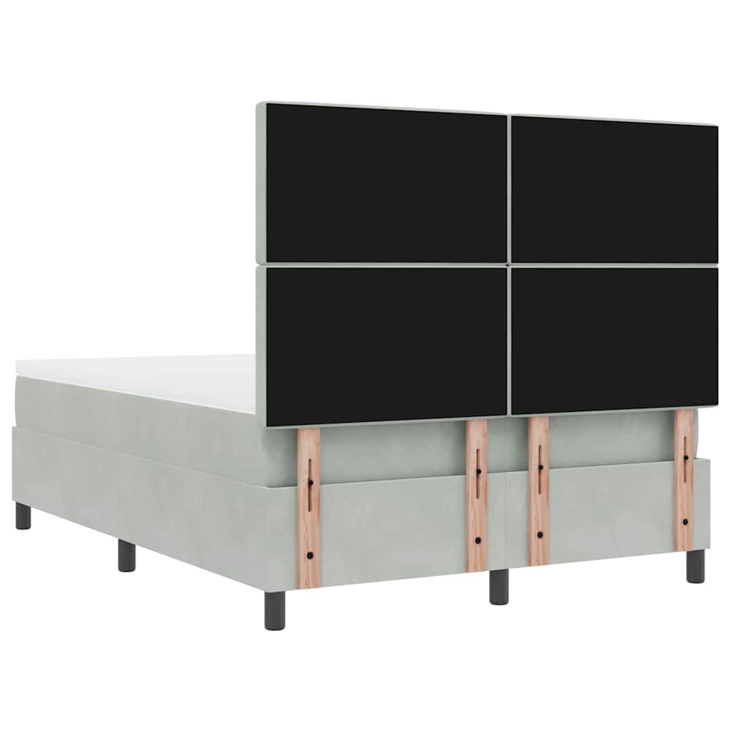 Led Box Säng Med Madrass Ljusgrå 140 X 190 Cm Sammet