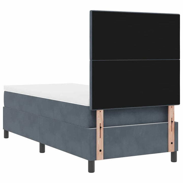 Led Box Säng Med Huvudgavel Mörkgrå 90 X 190 Cm Sammet