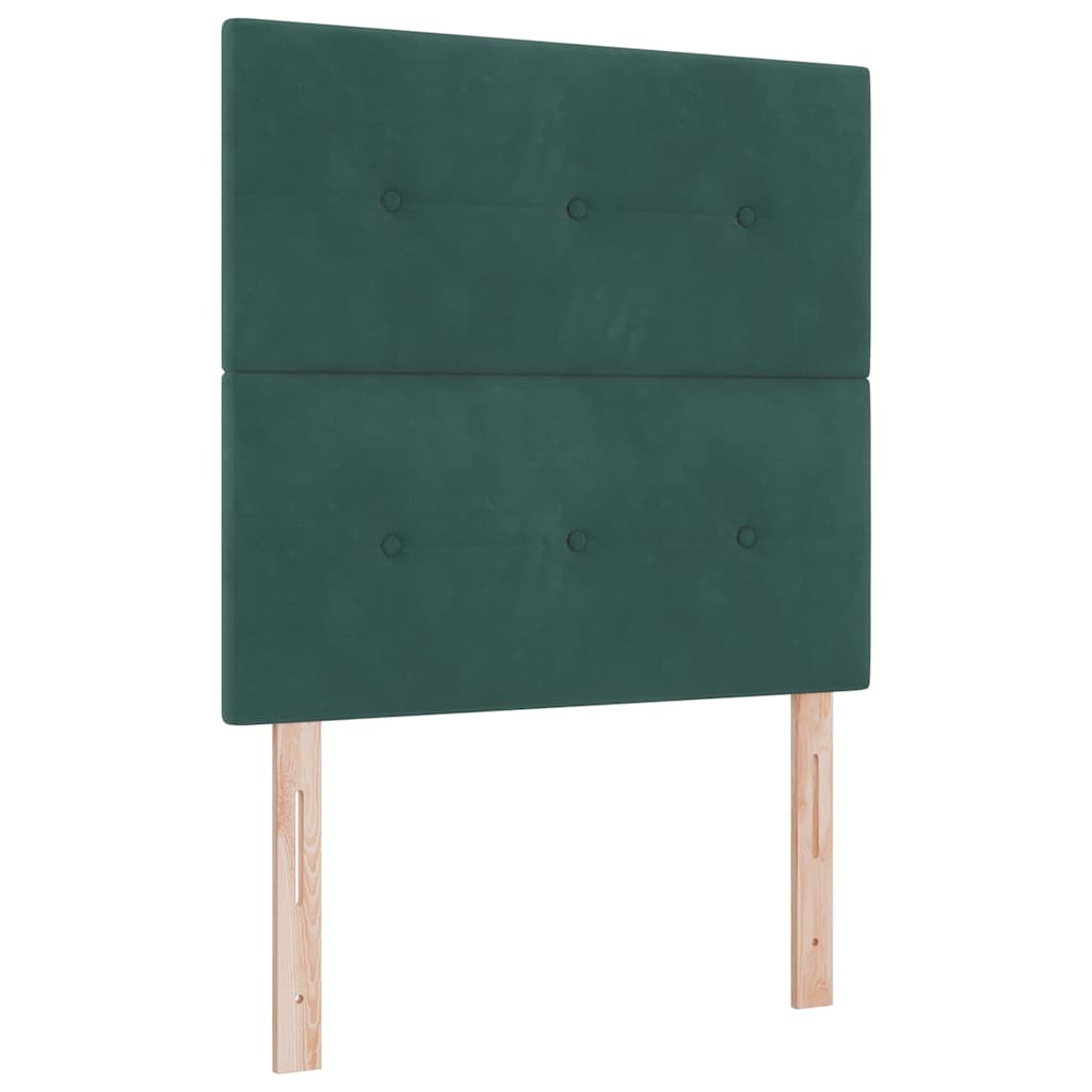 Led Box Säng Med Huvudgavel Mörkgrön 90 X 190 Cm Sammet