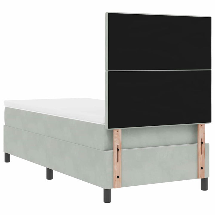 Led Box Säng Med Huvudgavel Ljusgrå 90 X 200 Cm Sammet