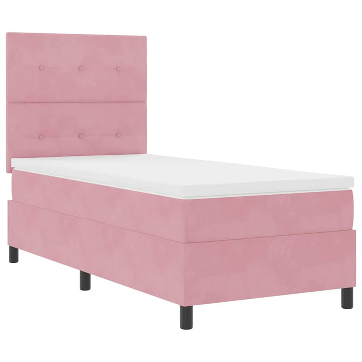 Led Box Säng Med Huvudgavel Rosa 90 X 200 Cm Sammet