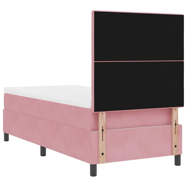 Led Box Säng Med Huvudgavel Rosa 90 X 200 Cm Sammet