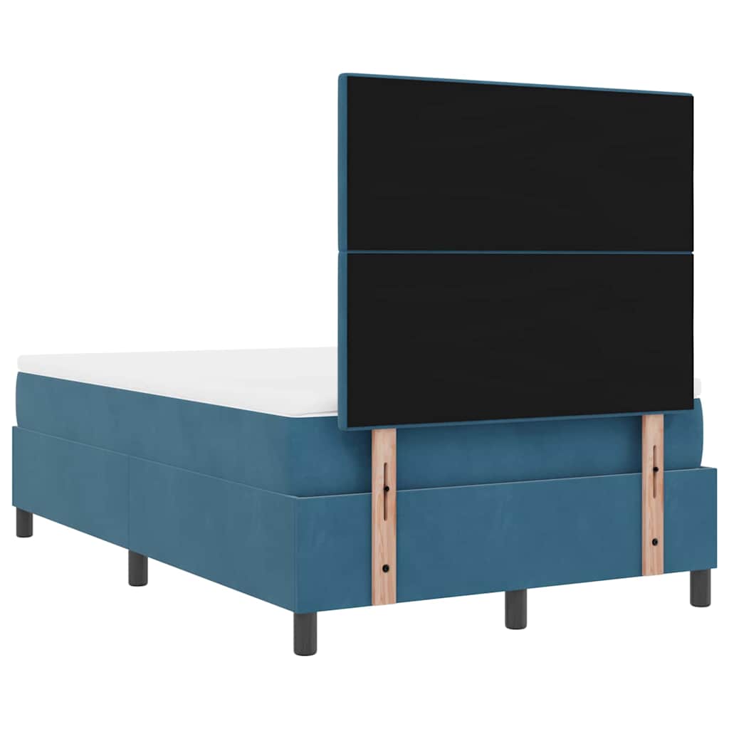 Led Box Säng Med Madrass Mörkblå 120 X 190 Cm Sammet