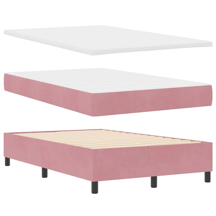 Led Box Säng Med Huvudgavel Rosa 120 X 190 Cm Sammet