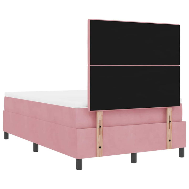 Led Box Säng Med Huvudgavel Rosa 120 X 190 Cm Sammet