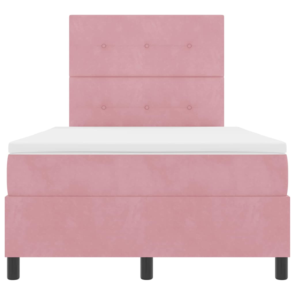 Led Box Säng Med Madrass Rosa 120 X 190 Cm Sammet