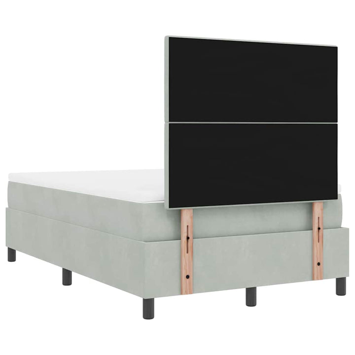 Led Box Säng Med Huvudgavel Ljusgrå 120 X 200 Cm Sammet