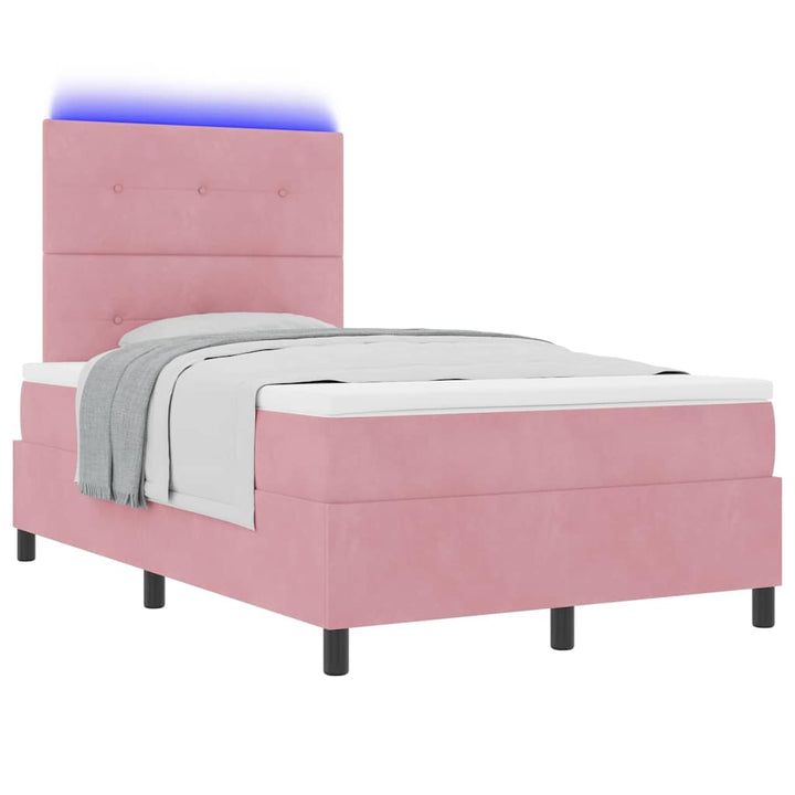Led Box Säng Med Huvudgavel Rosa 120 X 200 Cm Sammet