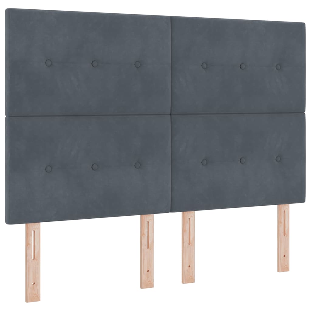 Led Box Säng Med Madrass Mörkgrå 140 X 190 Cm Sammet