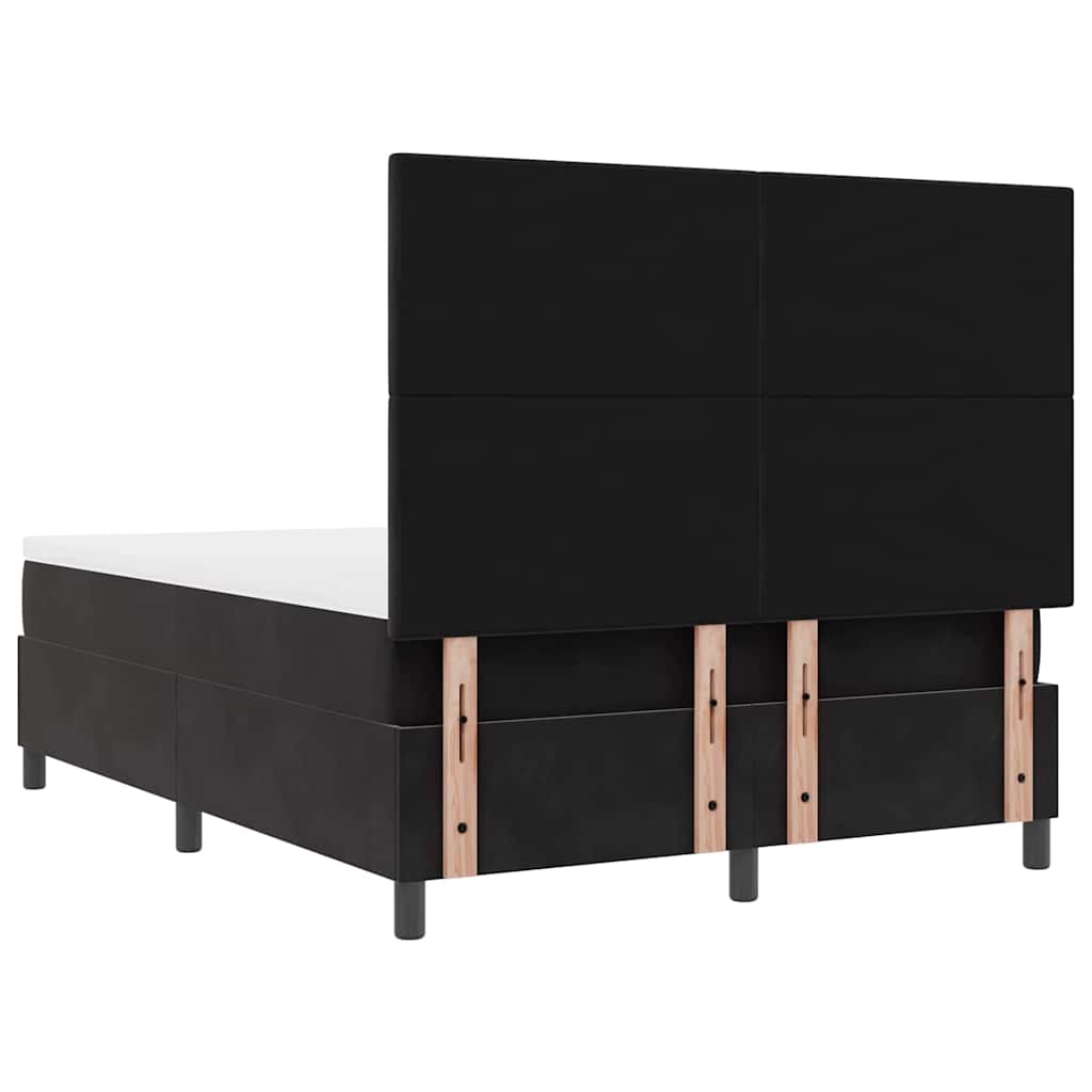 Led Box Säng Med Madrass Svart 140 X 190 Cm Sammet