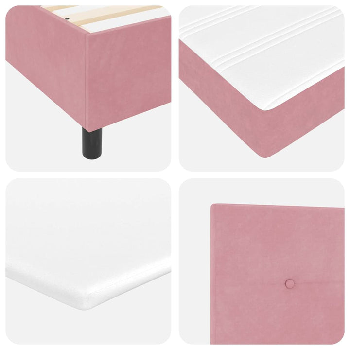Led Box Säng Med Huvudgavel Rosa 140 X 190 Cm Sammet