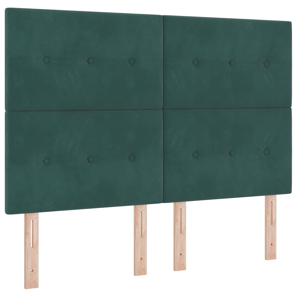 Led Box Säng Med Madrass Mörkgrön 140 X 200 Cm Sammet