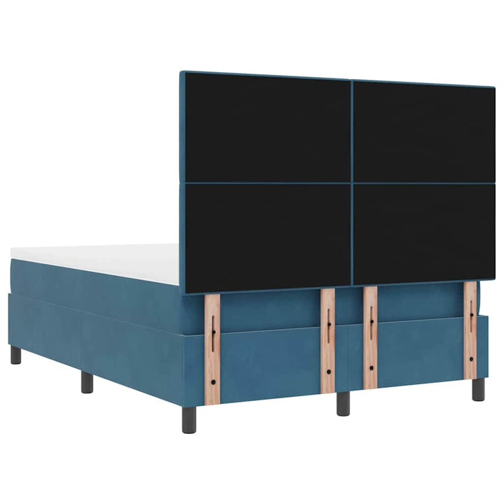 Led Box Säng Med Huvudgavel Mörkblå 160 X 200 Cm Sammet