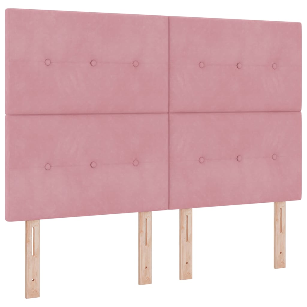Led Box Säng Med Huvudgavel Rosa 160 X 200 Cm Sammet