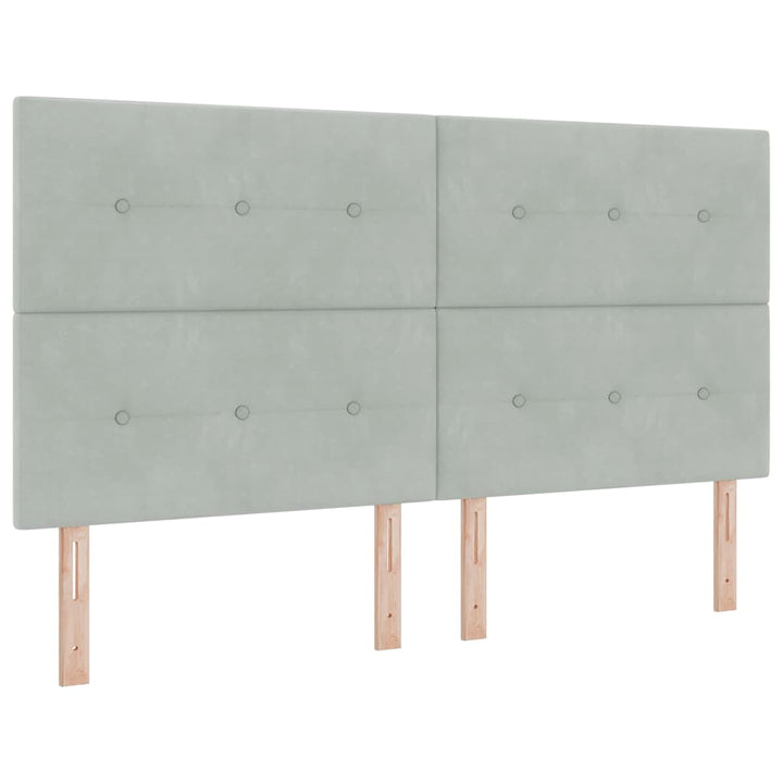 Led Box Säng Med Huvudgavel Ljusgrå 180 X 200 Cm Sammet