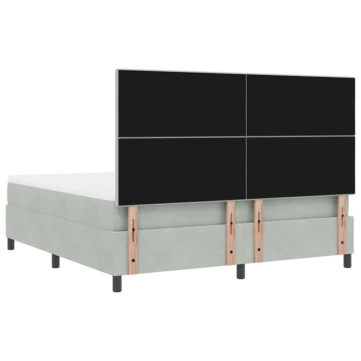 Led Box Säng Med Huvudgavel Ljusgrå 180 X 200 Cm Sammet