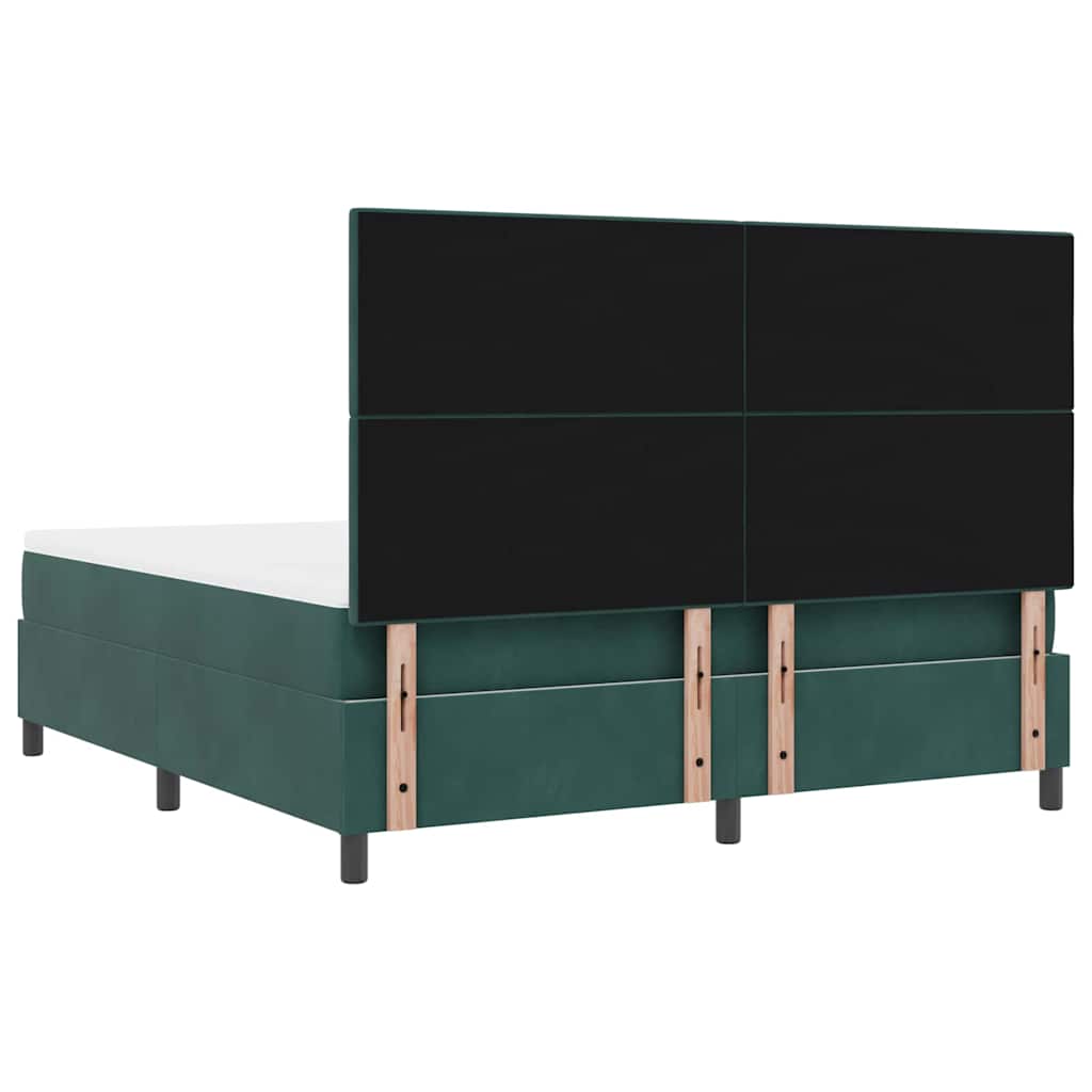 Led Box Säng Med Madrass Mörkgrön 180 X 200 Cm Sammet