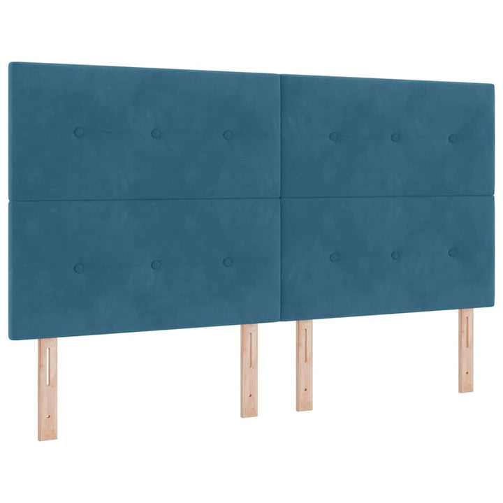 Led Box Säng Med Madrass Mörkblå 180 X 200 Cm Sammet