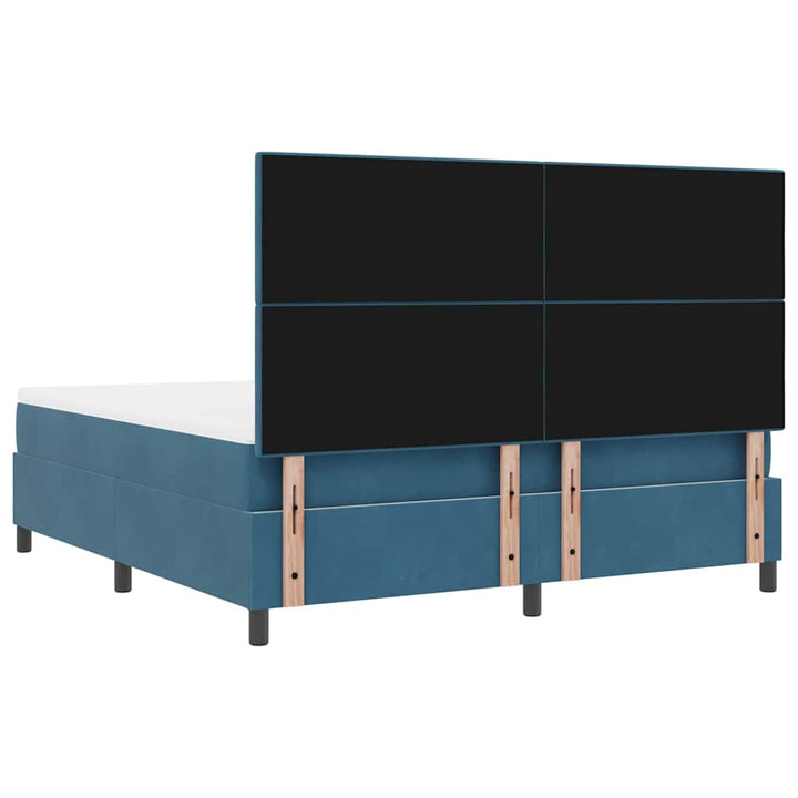 Led Box Säng Med Madrass Mörkblå 180 X 200 Cm Sammet