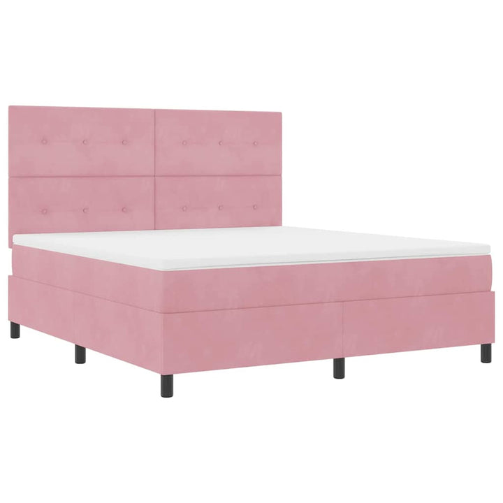 Led Box Säng Med Huvudgavel Rosa 180 X 200 Cm Sammet