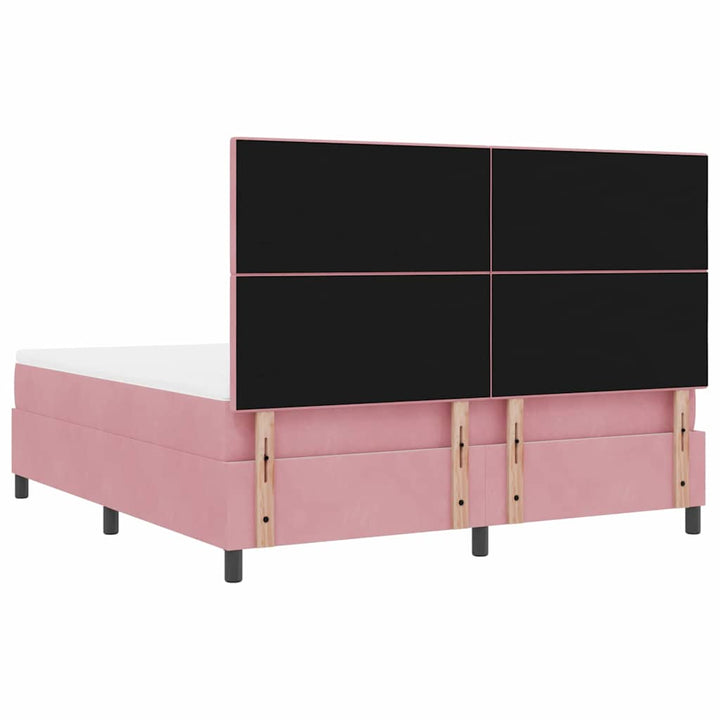 Led Box Säng Med Huvudgavel Rosa 180 X 200 Cm Sammet