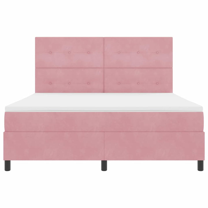 Led Box Säng Med Huvudgavel Rosa 180 X 200 Cm Sammet