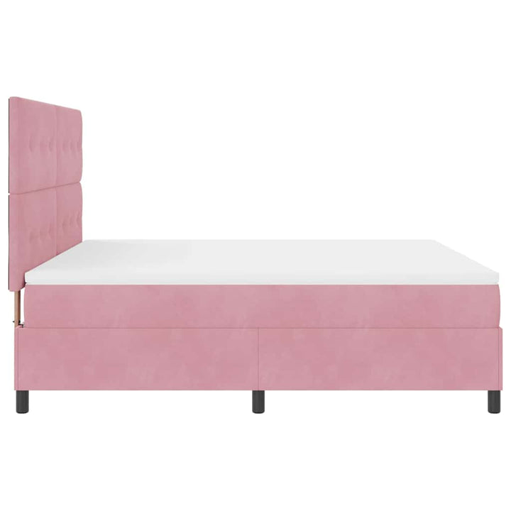 Led Box Säng Med Huvudgavel Rosa 180 X 200 Cm Sammet